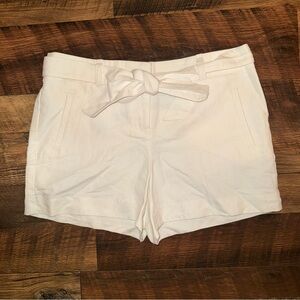 LOFT High Waist White Tie Shorts